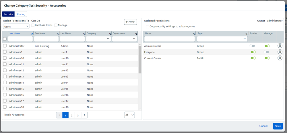Manage Categories