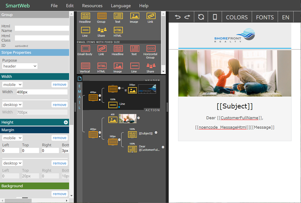 Edit an Email Notification using the SmartWeb Designer